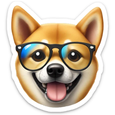 A Shiba Inu wearing cool glasses drinking a Pepsi  sticker