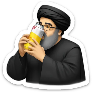 hassan nasrallah smelling a can of شعلة sticker