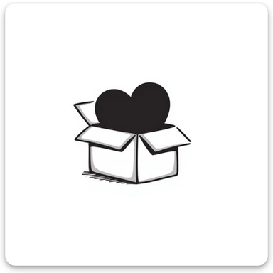 a heart inside a box, hand drawn doodle style sticker