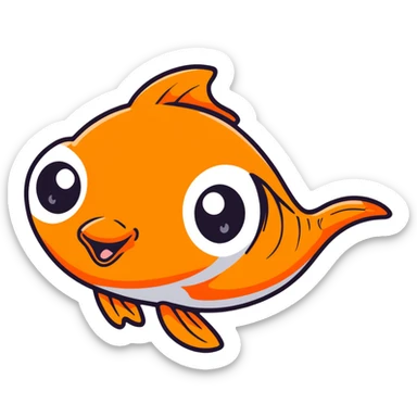 goldfish with big googly eyes and buck teeth, comical expression sticker