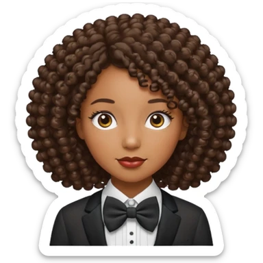 Curly-haired black woman wearing bow ties sticker