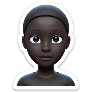 Minimalist 3D avatar, smooth matte plastic texture, soft cinematic lighting. The entire figure is completely black and matte. no eye sockets, no pupils, no eyebrows, clay render style, modern digital illustration, octane render. sticker