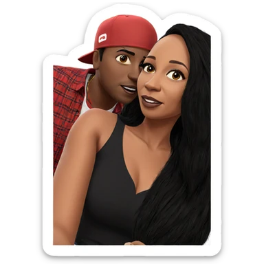interracial couple in casual attire sticker
