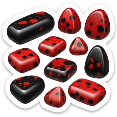  Tumbled glossy shiny black and red Bloodstone sticker