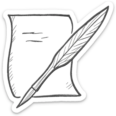 Make this reed pen with paper look ancient, as if from Jesus' time, rustic and hand-carved, no background. sticker