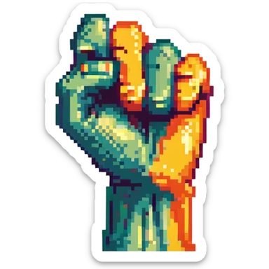 clenched fist salute, bold colors sticker