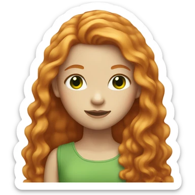 Ginger girl with long hair light skin and green eyes  sticker