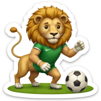 lion playing soccer sticker