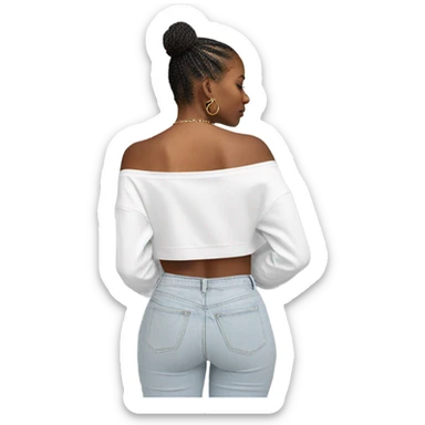 White off shoulder Long sleeve oversize crop top, isolated sticker