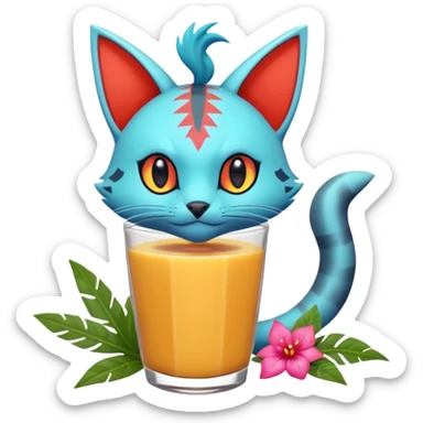  exotic tropical cyber-Soothy-Smoothie-Litten-Linoone-Noibat-Fakémon-Pokémon-Vernid-creature sticker