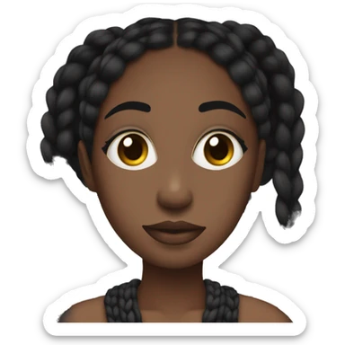 Black girl with black braids tied up. Aesthetic with a clean girl mask, doing her self-care. sticker