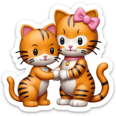 hello kitty with Garfield play around sticker