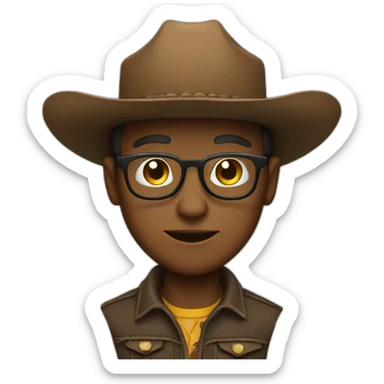 small cowboy with glasses sticker