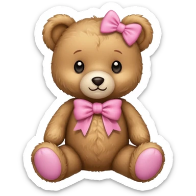 Cute teddy bear with a pink bow. sticker