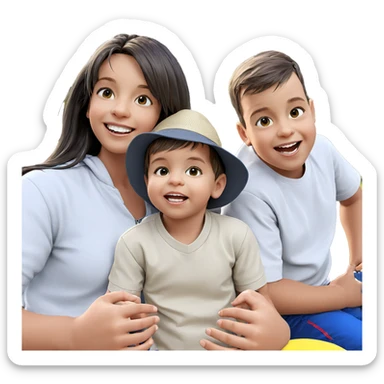 smiling girl with boys outdoors sticker