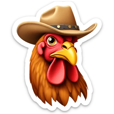 Rooster wearing a cowboy hat sticker