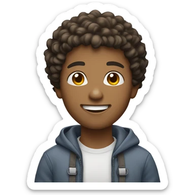 young person with a friendly expression, short curly hair, and wearing a casual outfit. The character should be holding a credit card in their right hand, with a confident smile.  sticker
