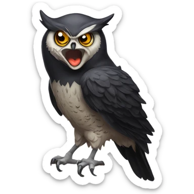 owl giving middle finger to a crow who is extremely mad sticker