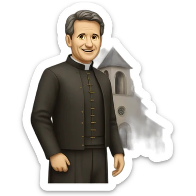don bosco with a church on his background sticker