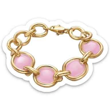 realistic dainty gold chain bracelet with light pink accents sticker