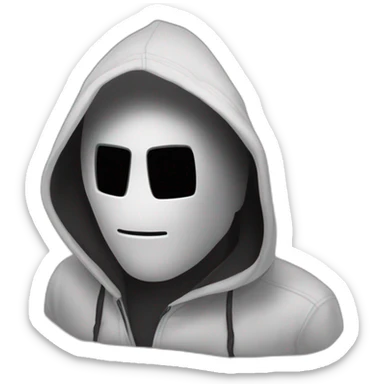 hacker de tes algo morena con la cara parcialmente tapada con una capucha puesta usando una computadora sticker