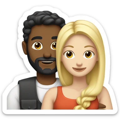 Caucasian man, short black hair, long beard, hugging a white woman, blonde hair  sticker