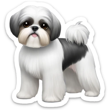 ballerina shihtzu white grey and black sticker