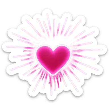 Neon pink fireworks that form a heart  sticker