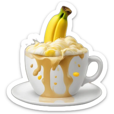 banana splashing in a cappuccino sticker