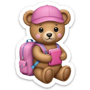  Teddy bear camping pink sticker