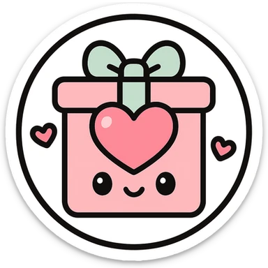 little alchemy style icon
subject: romantic gift
border: medium-black
shape: round, circular
background: white
style: full color fill with medium black outlining sticker