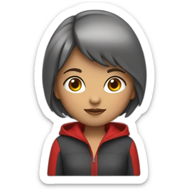girl with short hair and red hoddie sticker