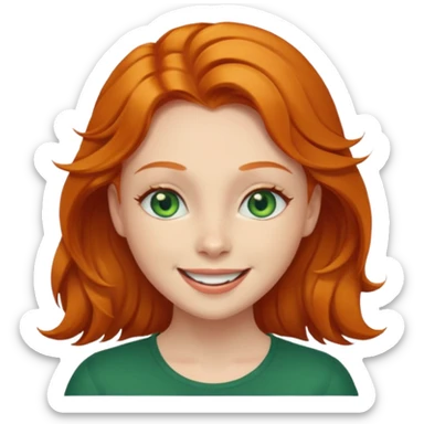 Gorgeous Ginger girl with green eyes head thrown back joyous smile sticker