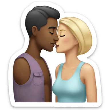 trans man and trans woman kissing sticker