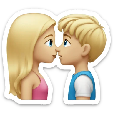 kiss-kiss boy and girl blue eyes and blond hair sticker
