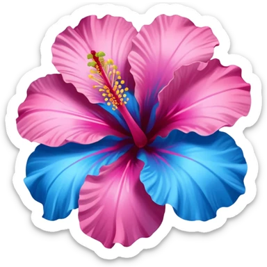 Pink and blue hibiscus  sticker