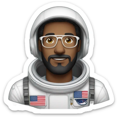 astronaut black-beard caucasian-man white-glasses sticker