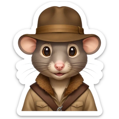 Life like rat wearing Indiana jones hat sticker