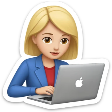 woman using laptop sticker