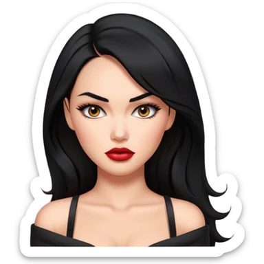 “Emoji girl, femme fatale, black hair. megan fox vibes sticker