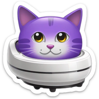 virgo glory purple cat on a  white robot vacuum cleaner sticker