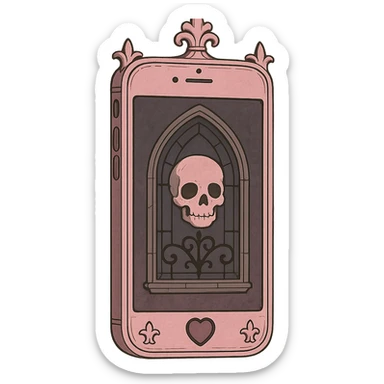 pink gothic smartphone in ghibli style sticker