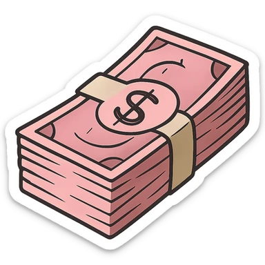 flat toon style pink bundle of cash sticker