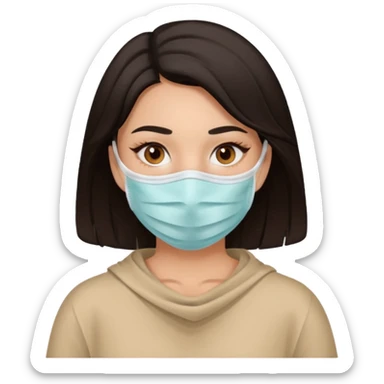 A woman with a face mask that only covers her face sticker