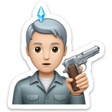 Pistol on head sticker