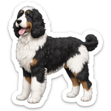 black white f1b bernedoodle slim tall sticker