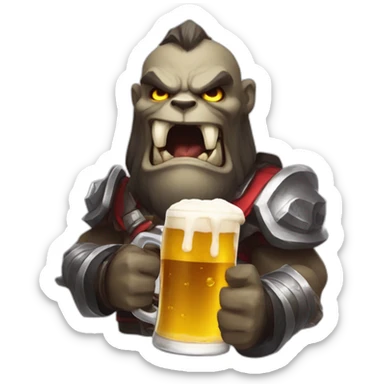 Sion from League of Legends with a beer sticker