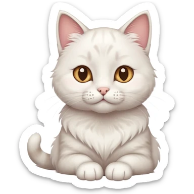 cute cat with a pensive, thoughtful expression, one paw on its chin, simple and clean, soft colors, friendly digital illustration sticker
