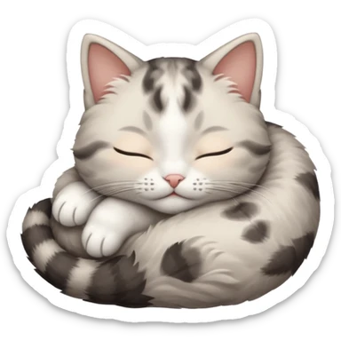 grey and white small cat with eyes closed lying down upside down tightly covering its own face sticker