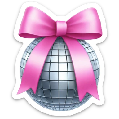 Disco ball with pink bow on top sticker